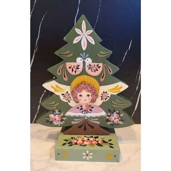 Set of 3 Christmas Holiday Angels Hand Painted Joyce Howard Primitive Style EUC - Picture 8 of 16